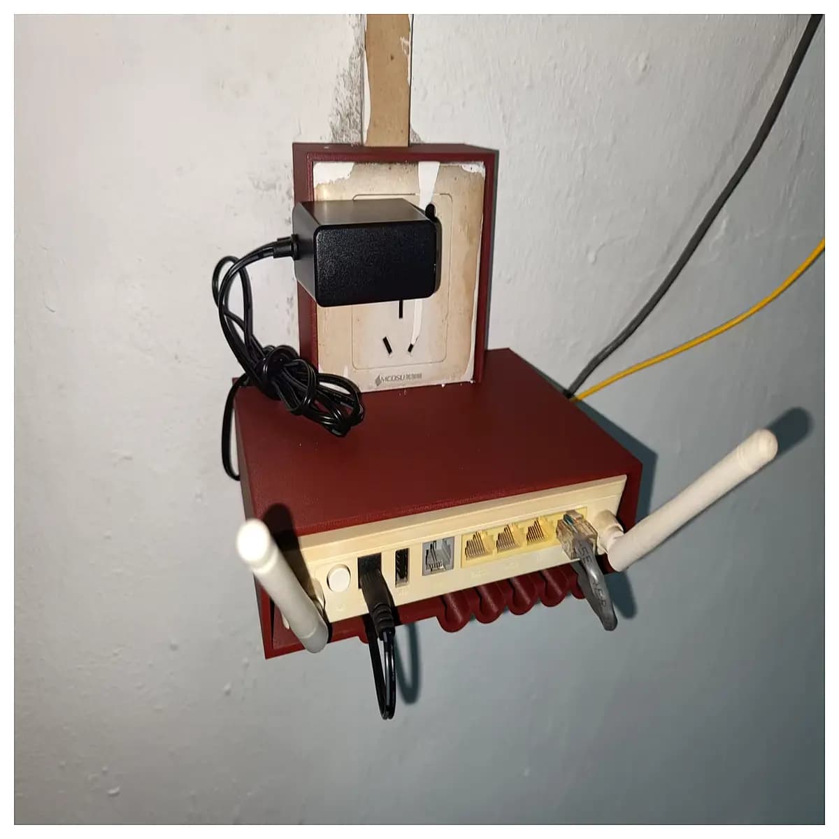 router modem organizer box wall mount cable management for home office networking equipment storage