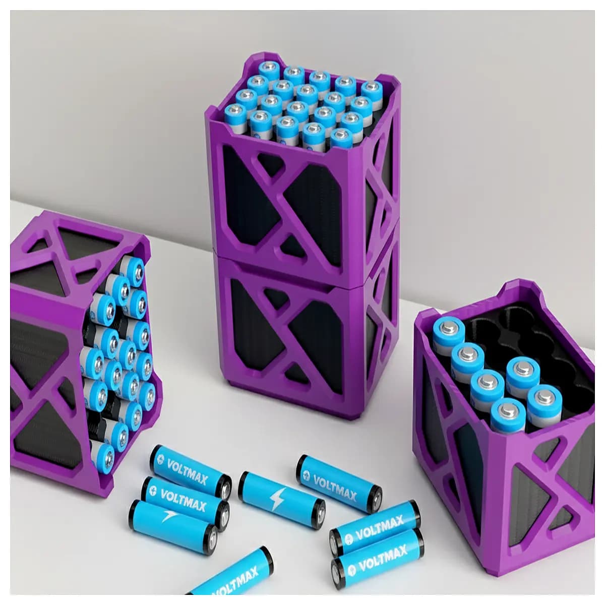stackable battery storage box organizer for aa aaa rechargeable cells plastic container with lid