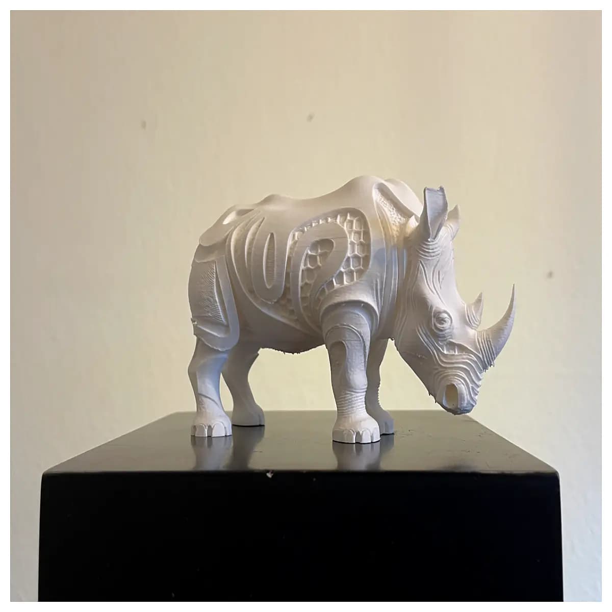 rhino hexagon sculpture home decor modern abstract animal art metal resin statue garden outdoor ornament
