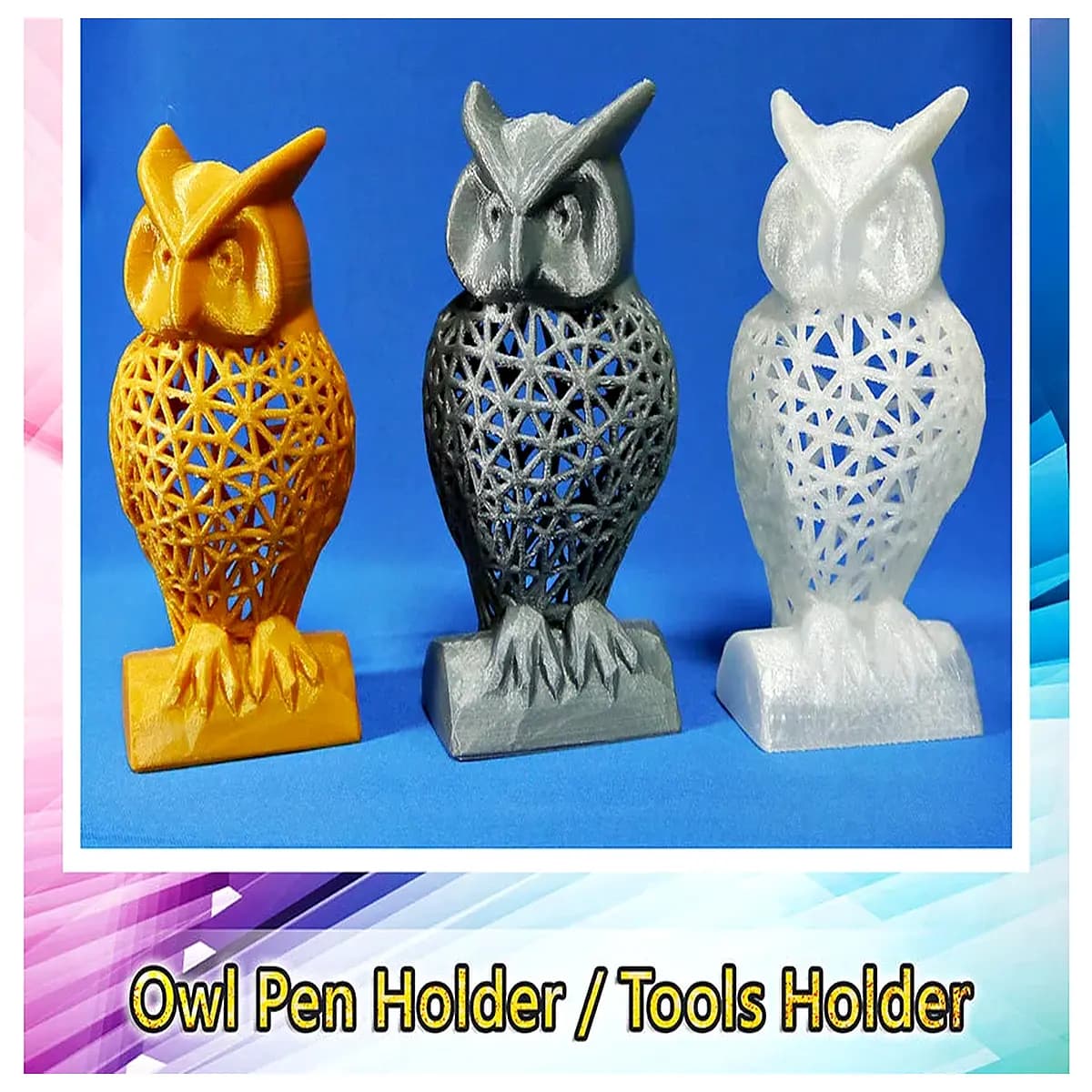 cute owl desk organizer pen holder for kids study room decor animal stationery storage