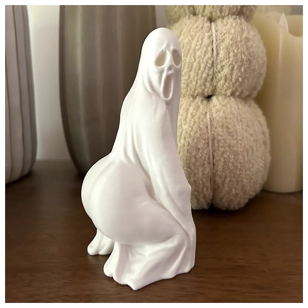 ghost decor plump spirit statue spooky halloween figurine cute horror home accent gothic art piece paranormal room