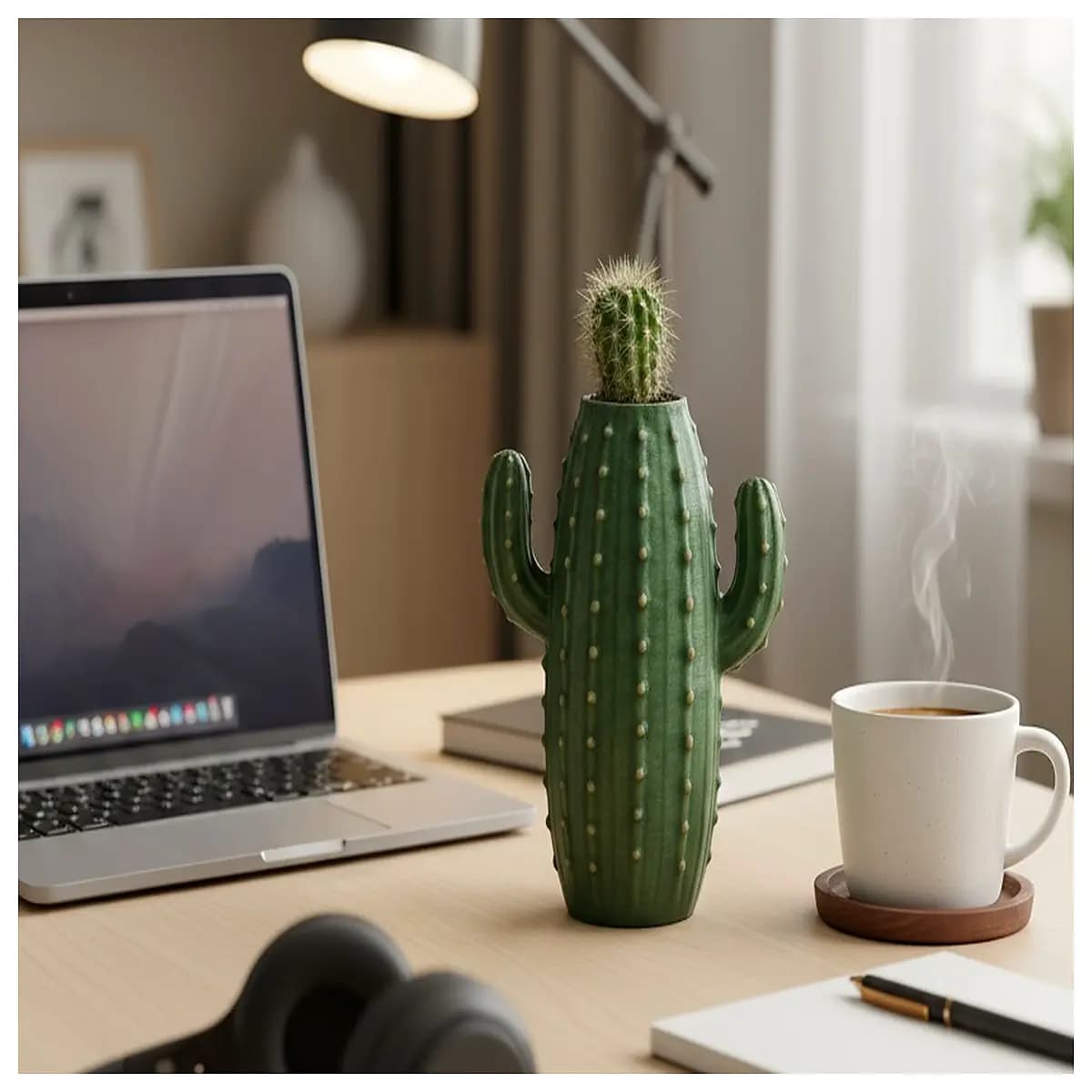 small cactus vase geometric geometric glass succulent planter desk decor minimalist modern home office plant holder