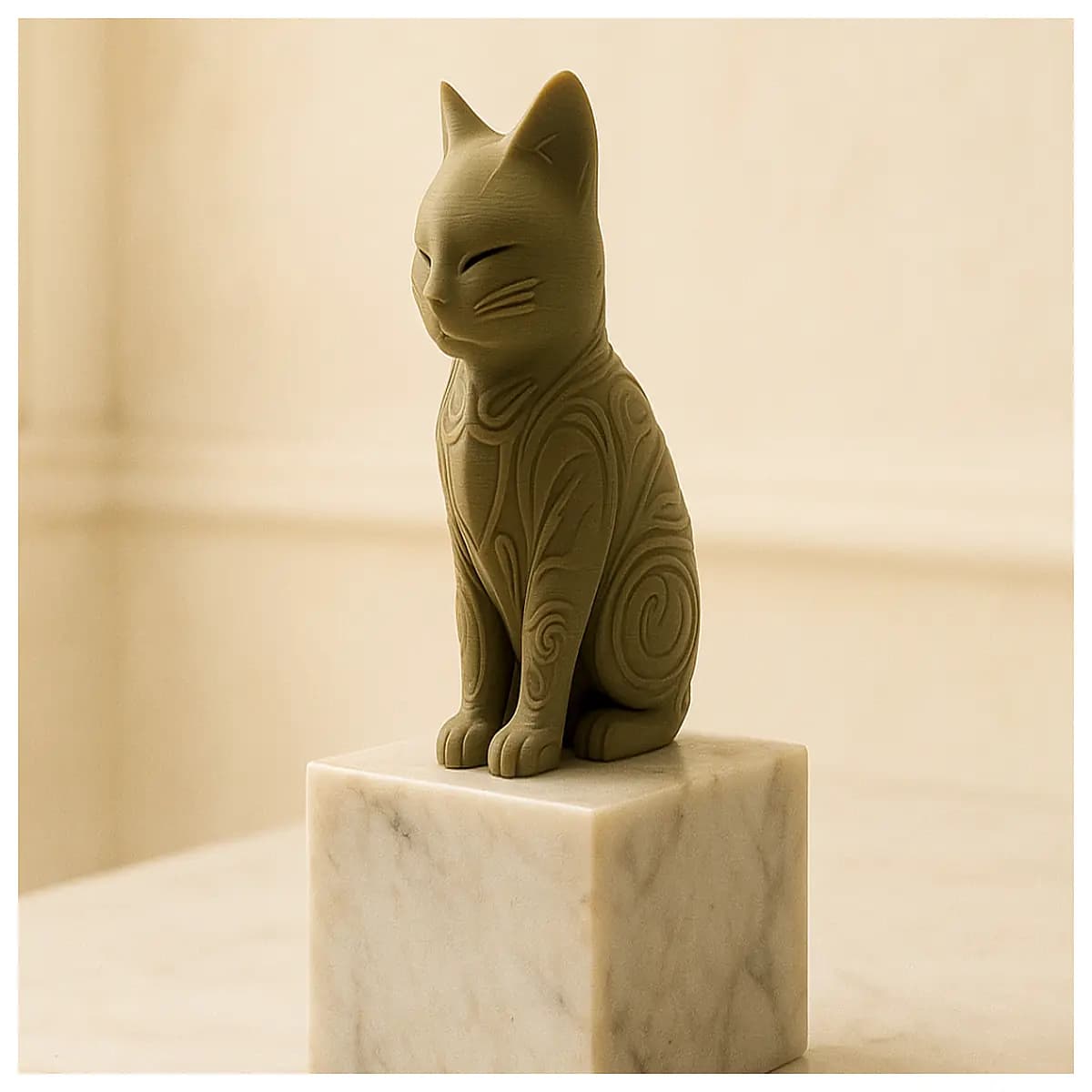 jingzhao rune cat figurine mystical feline collectible fantasy pet statue occult decor gift detailed resin art piece for shelf