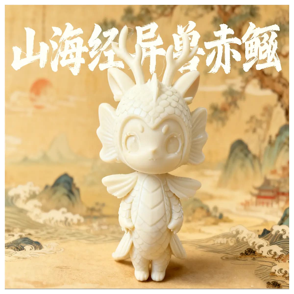chinese mythology creature statue ancient beast figurine mythical red fish fantasy decor collectible sculpture shan hai jing art piece