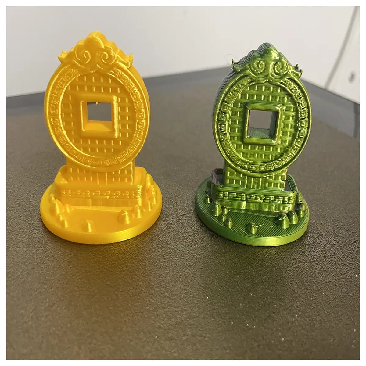 shenyang cartoon fangyuan building copper coin lucky wealth symbol office desk ornament gift