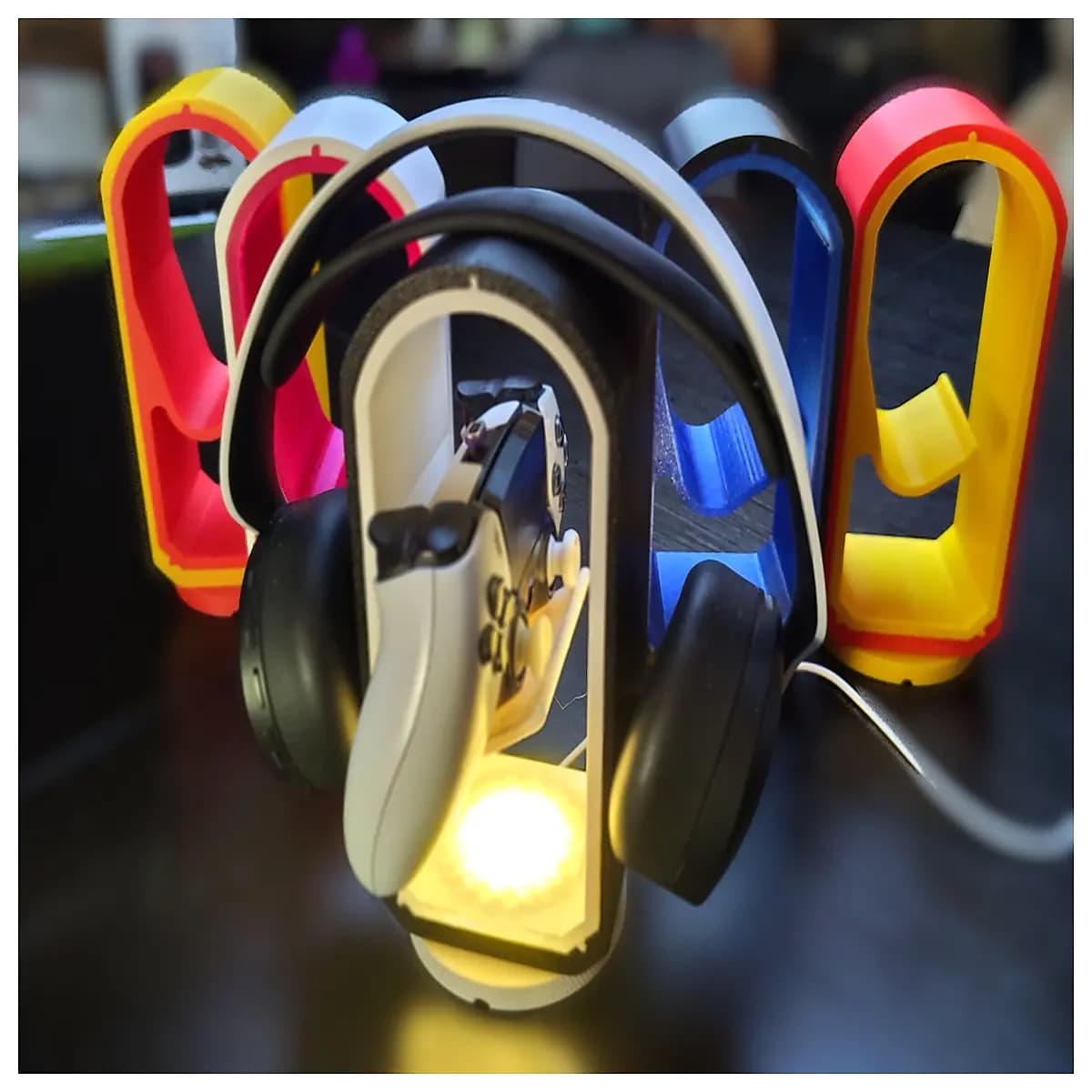 desk organizer for headphones controller holder cable management gaming desk accessory