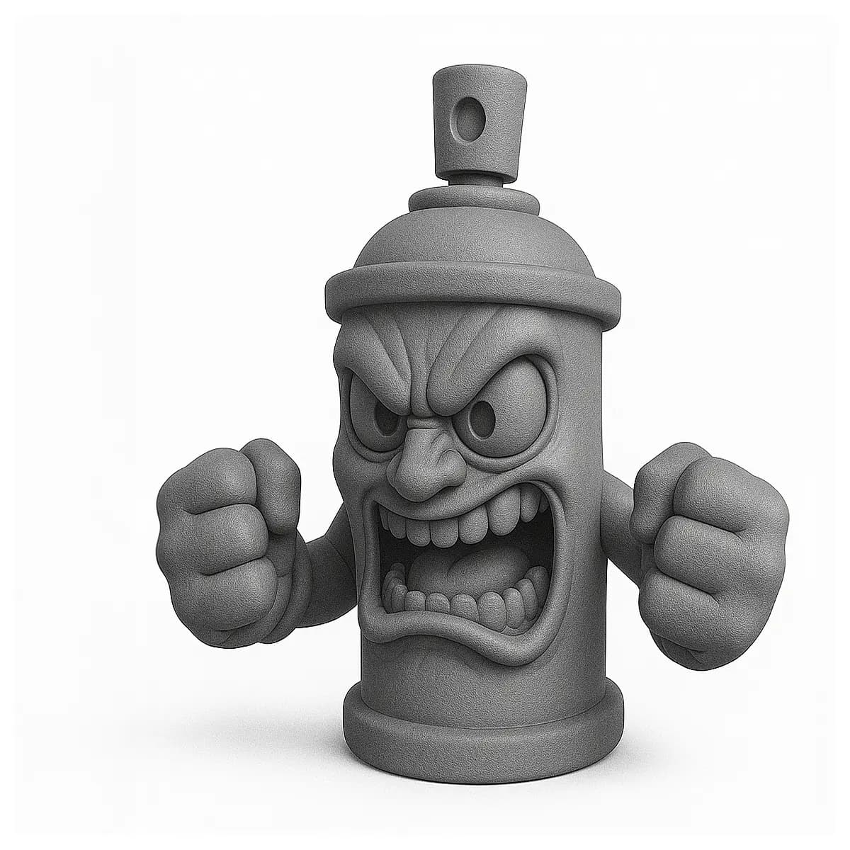 angry paint can statue graffiti art toy collectible urban streetwear decor resin figure