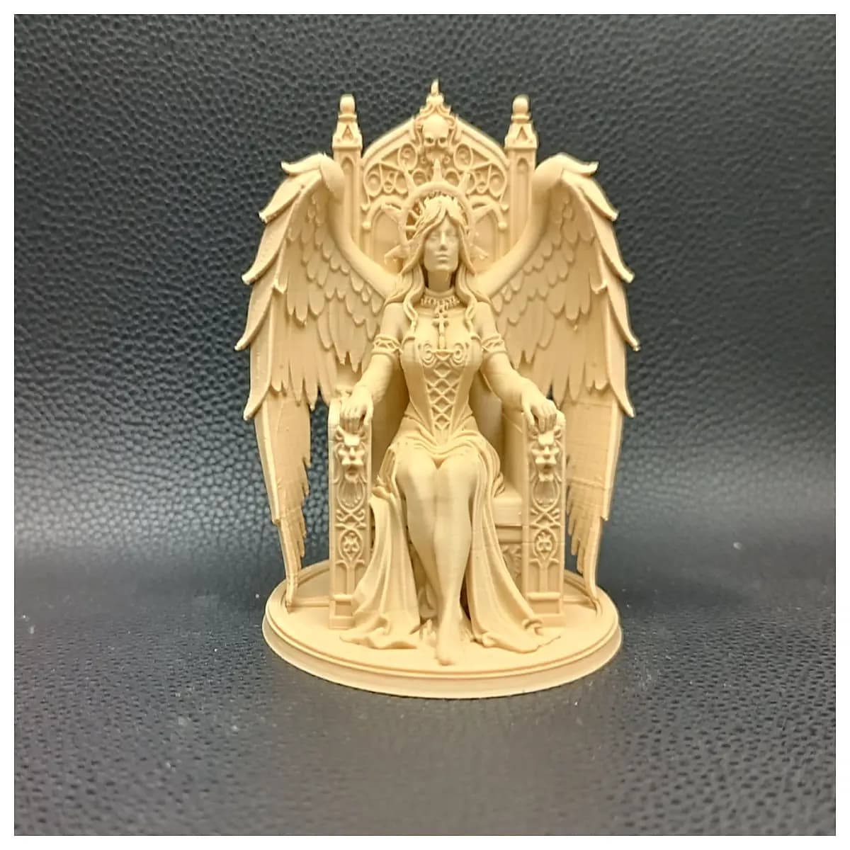 gothic angel statue on throne dark fantasy figurine winged gothic home decor dark art collectible ornate angel sculpture gothic room accessor