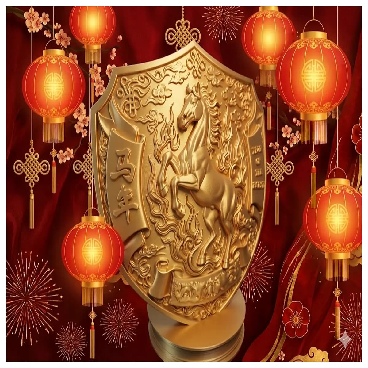 2026 year of the horse printed wall shield chinese zodiac decor collectible figurine home office desk ornament lucky animal sign