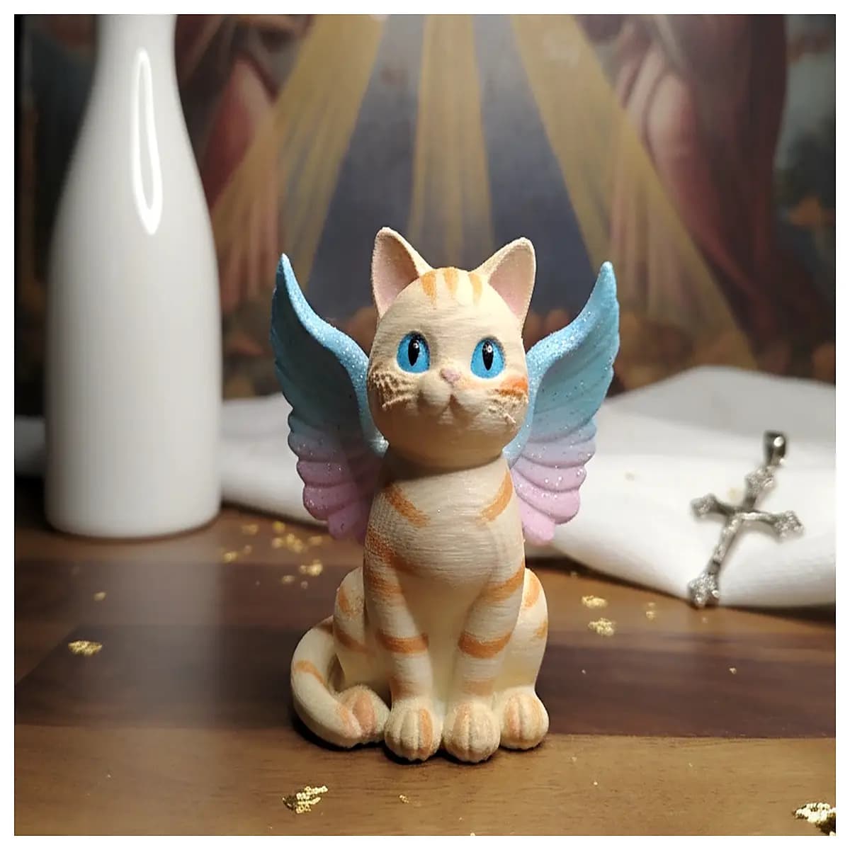 cute angel cat plush toy with wings heavenly pet figurine fantasy animal decor soft stuffed angel cat lovers