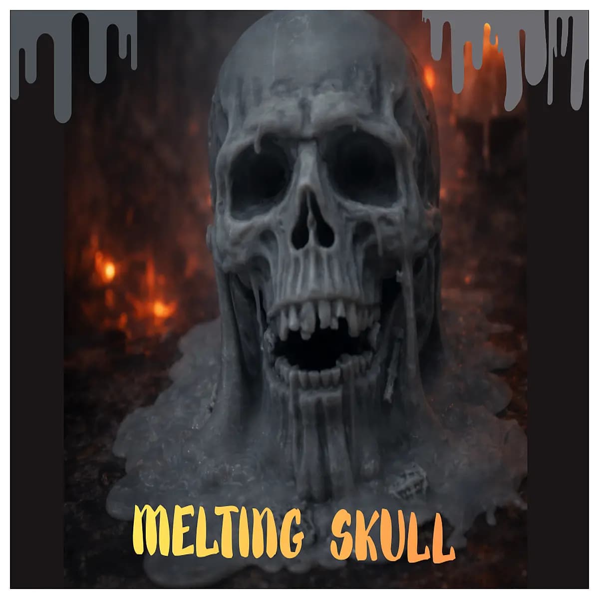 melting skull prop halloween decoration horror party centerpiece resin art piece spooky office desk accessory