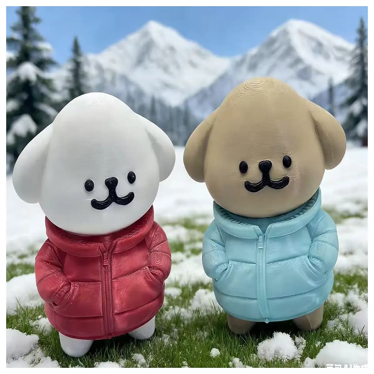 cute line dog down jacket winter warm puffer coat cartoon character outerwear for women men kids plush animal design