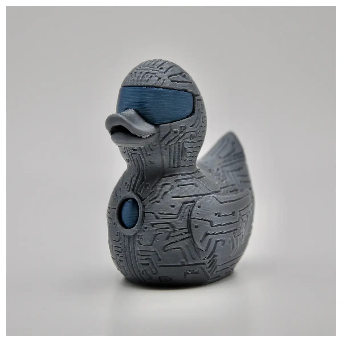 cyber duck plush toy futuristic rubber ducky sci fi bath accessory neon aesthetic bathroom decor gaming room novelty gift style rubber duck