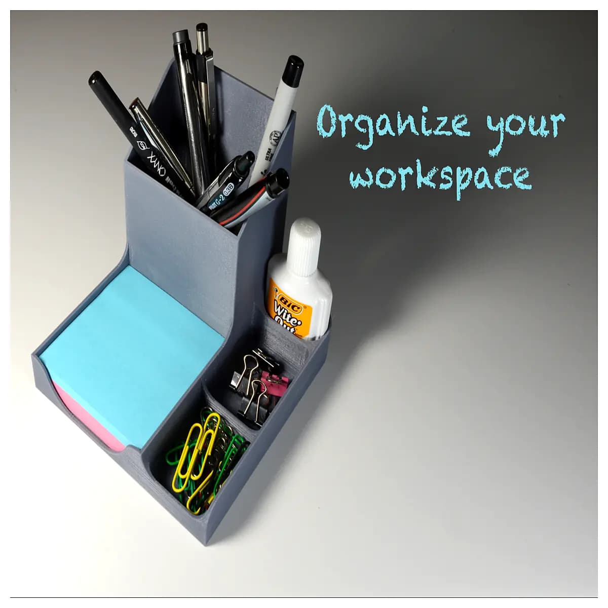desktop organizer for office desk cable management box small items storage tray workspace accessories desk tidy holder pen cup paper clip organizer