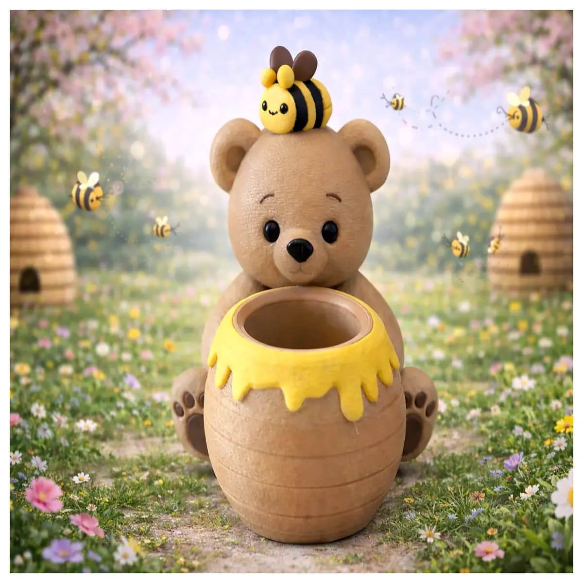 cute desk organizer pen holder bear shape desktop storage box for office supplies stationery kids girls