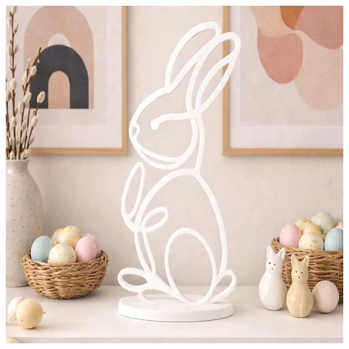 minimalist line art bunny easter wall decor simple rabbit sketch print modern spring home decoration cute bunny drawing for nursery easter party suppl