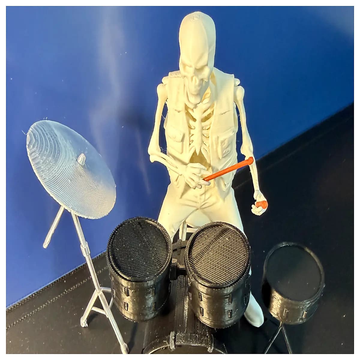 skull drummer toy skeleton percussionist prop rock band decoration horror party accessory