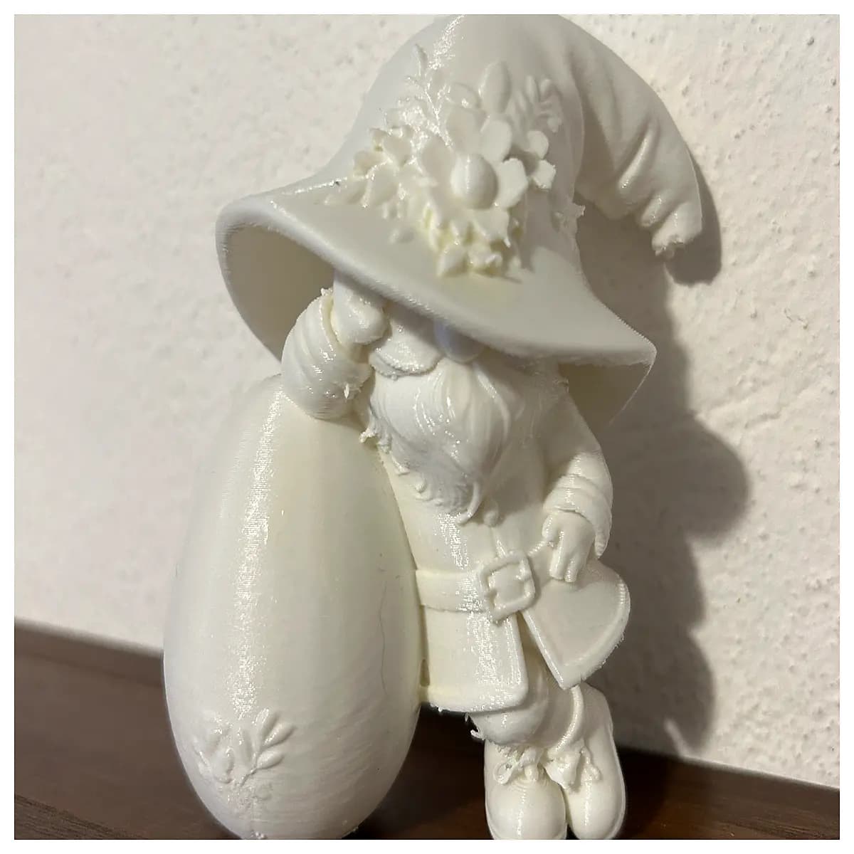 easter gnome leaning on egg spring garden decor whimsical yard art holiday porch figurine cute mushroom hat gnome