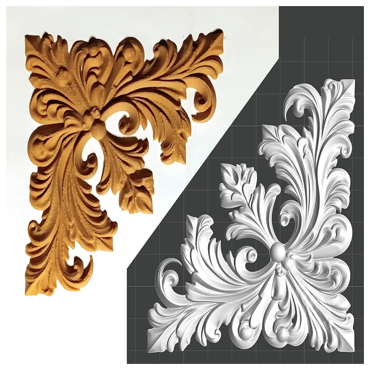 corner wall decor relief sculpture plaster molding vintage vintage style home decoration accent piece