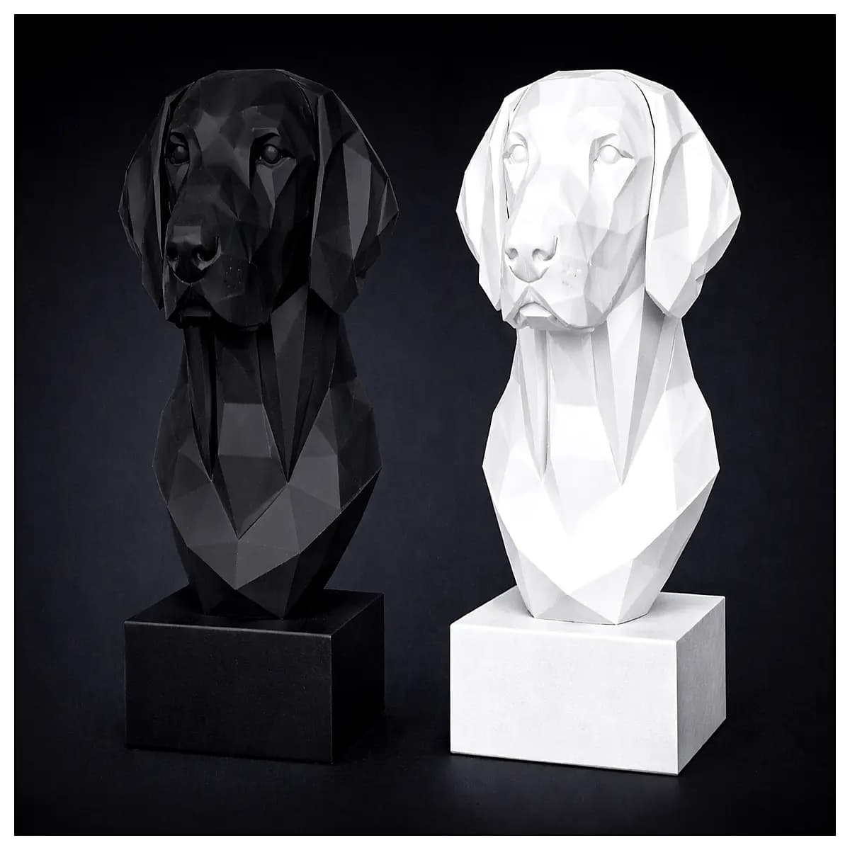 geometric hound dog bust sculpture abstract modern home decor resin statue animal art