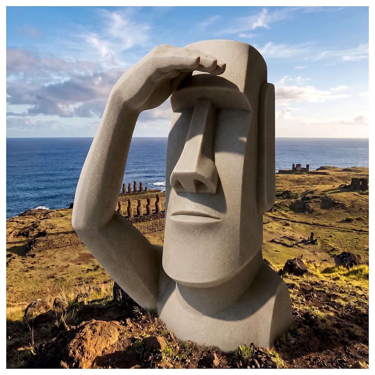 moai explorer statue easter island stone head decor garden art home decor gift