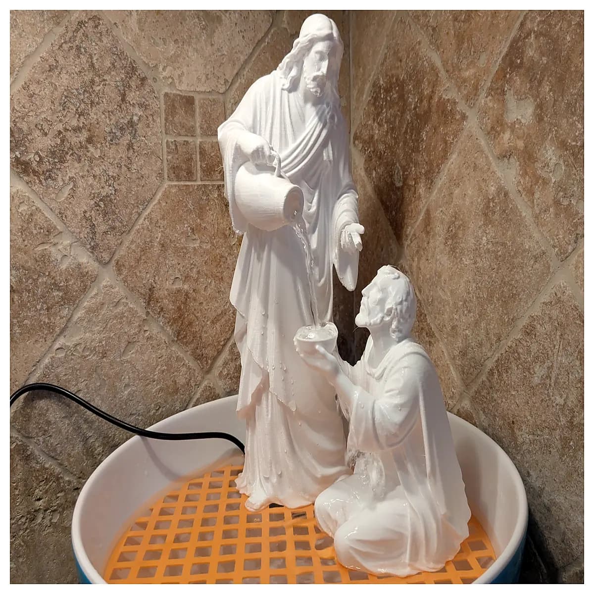 christian desktop water fountain with cross indoor spiritual decor prayer room centerpiece peaceful christian home office