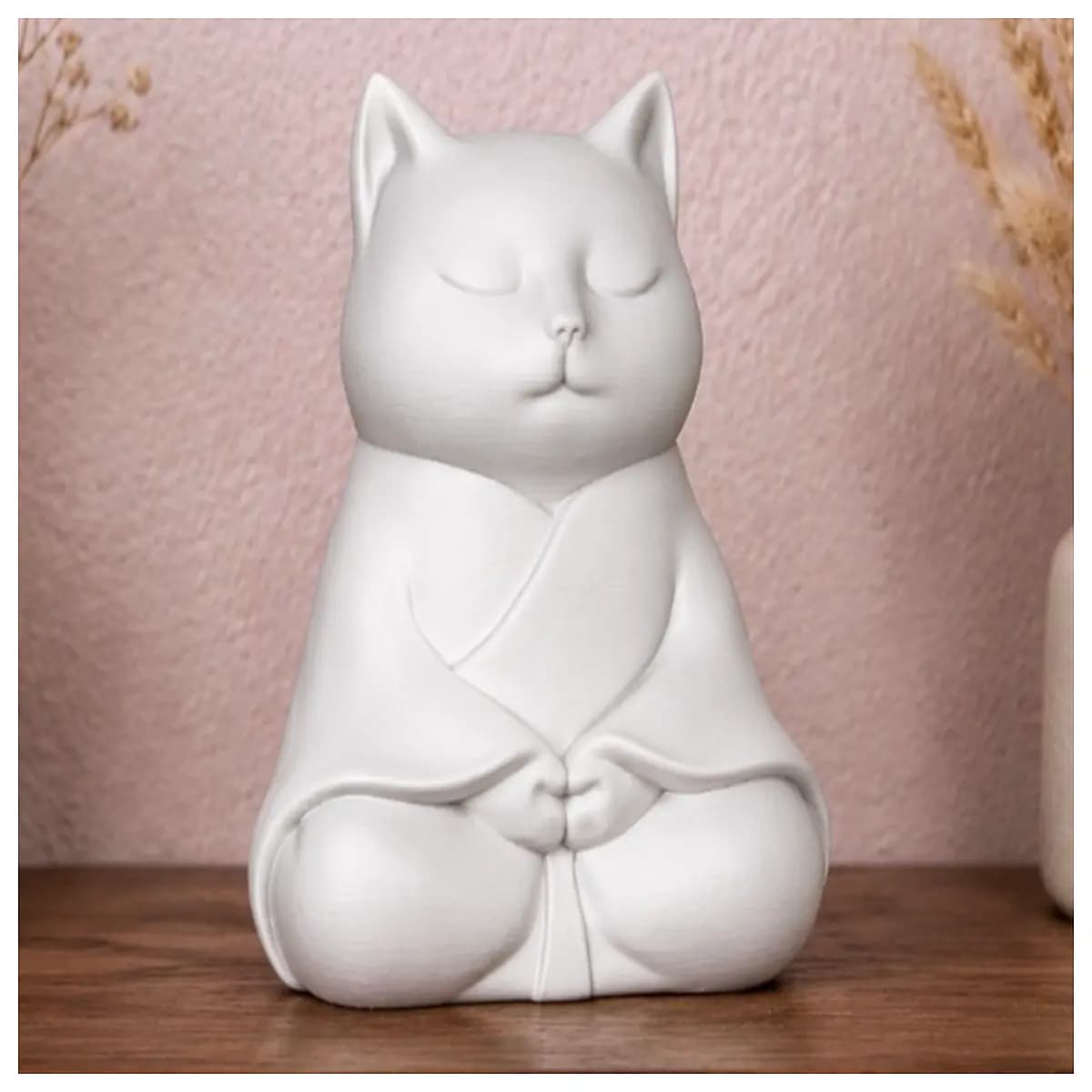 zen cat statue meditation decor mindfulness gift spiritual home ornament peaceful animal figurine