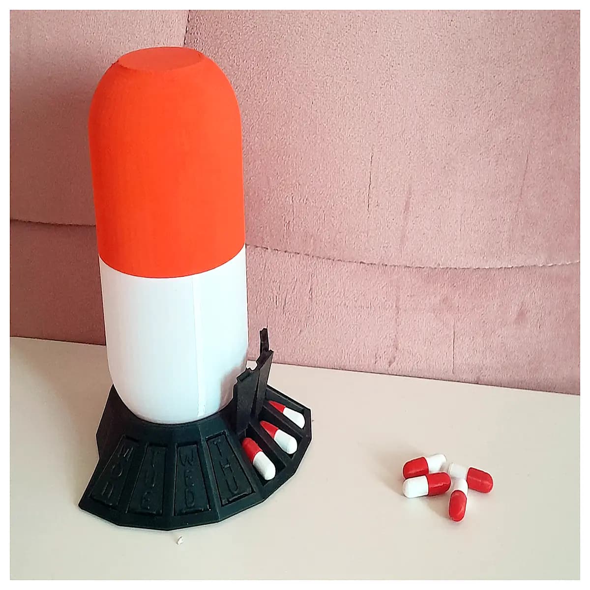 pill organizer bedside water bottle combo medication dispenser with cup daily pill box holder for nightstand health storage
