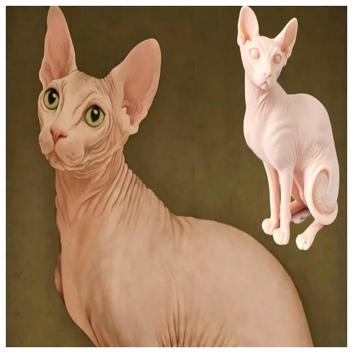 sphynx cat white mannequin figure unpainted resin for custom painting and diy art craft hobby
