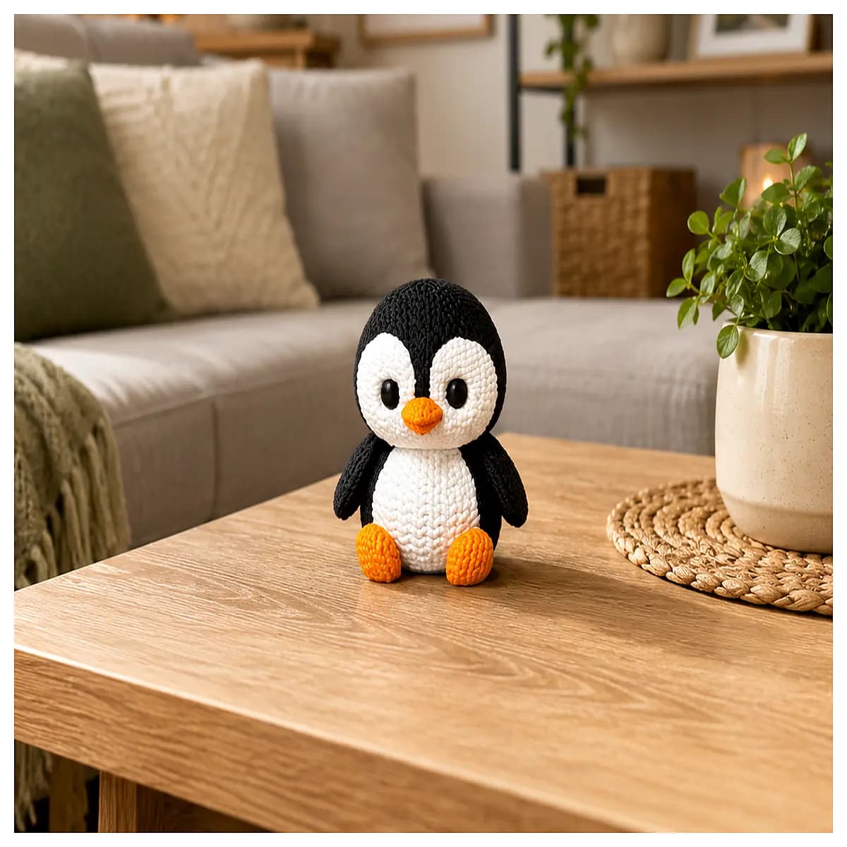 hand knitted penguin plush toy soft stuffed animal for kids nursery decor gift winter character