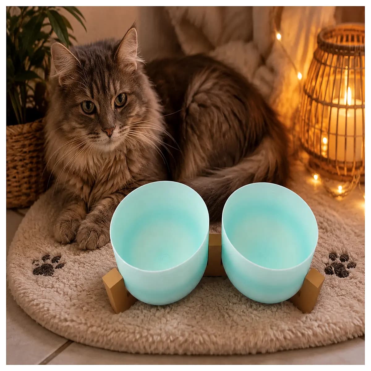 elevated double cat bowl raised feeder for cats and small dogs ergonomic anti choke food water dish holder