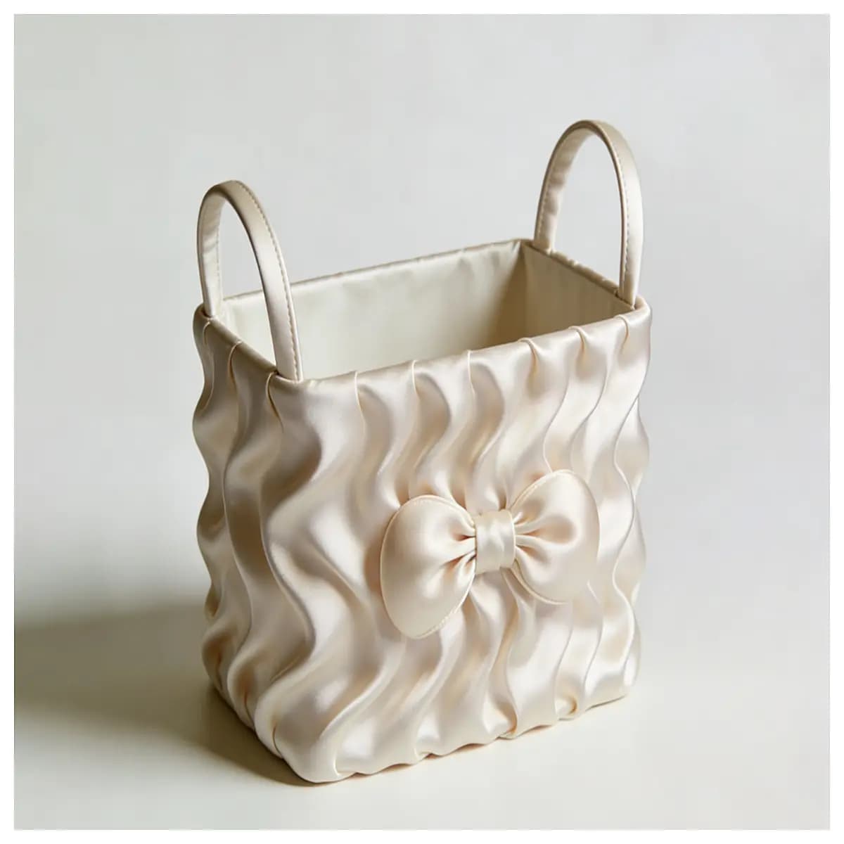 satin bow handbag wicker basket handle tote bag elegant evening clutch women high end designer style