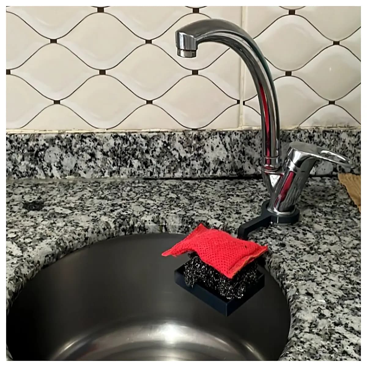faucet sponge holder rack sink organizer kitchen storage counter space saver