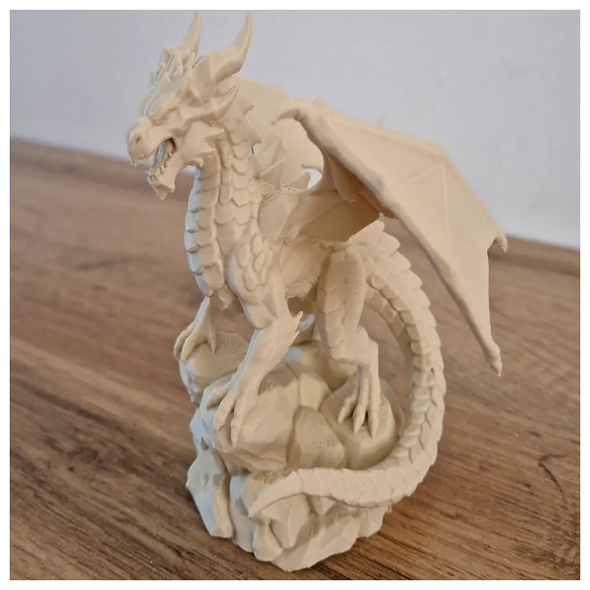 dragon statue on rock base mythical creature sculpture fantasy garden decor outdoor lawn ornament stone dragon figurine for home
