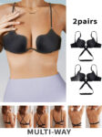 2pcs Seamless U-Backless party Bra Set, Breathable Comfortable Crop Top With Adjustable Straps For party,Push Up Underwire Bra