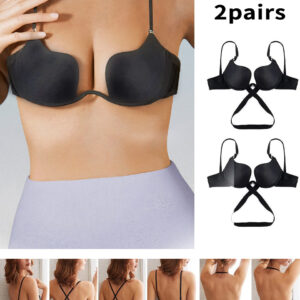 2pcs Seamless U-Backless party Bra Set, Breathable Comfortable Crop Top With Adjustable Straps For party,Push Up Underwire Bra