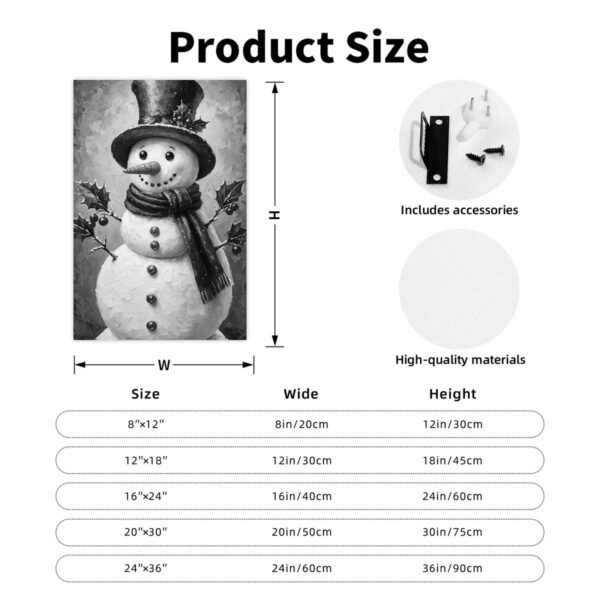 Hand-Painted Vintage Snowman Wall Art - Framed Canvas Winter with Distressed White Frame, Red Scarf & Holly Snowman, Easy-Hang Vertical/Horizontal Decor for Christmas, Valentine's, Easter - Antique-Inspired Hand-Painted Look