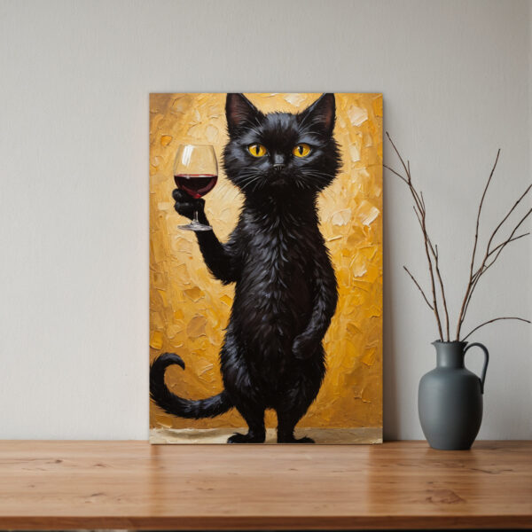 Abstract Black Cat Silhouette Creative Poster Print, Frameless Design, Premium Canvas Material, Perfect for Adorning Apartments, Dorms, Offices, or Any Space Needing Artistic Flair, Injecting Unique Charm into Minimalist Home Living.