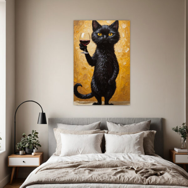 Abstract Black Cat Silhouette Creative Poster Print, Frameless Design, Premium Canvas Material, Perfect for Adorning Apartments, Dorms, Offices, or Any Space Needing Artistic Flair, Injecting Unique Charm into Minimalist Home Living.