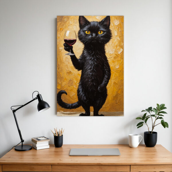 Abstract Black Cat Silhouette Creative Poster Print, Frameless Design, Premium Canvas Material, Perfect for Adorning Apartments, Dorms, Offices, or Any Space Needing Artistic Flair, Injecting Unique Charm into Minimalist Home Living.