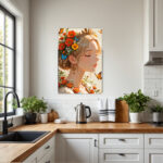 2D Flat, Create a charming and inspiring atmosphere with this exquisite 2D Inspirational Reading Girl with Flowers and Books Print Painting. This unframed decorative fun canvas wall art is ideal for home decor, perfectly suited for the bedroom