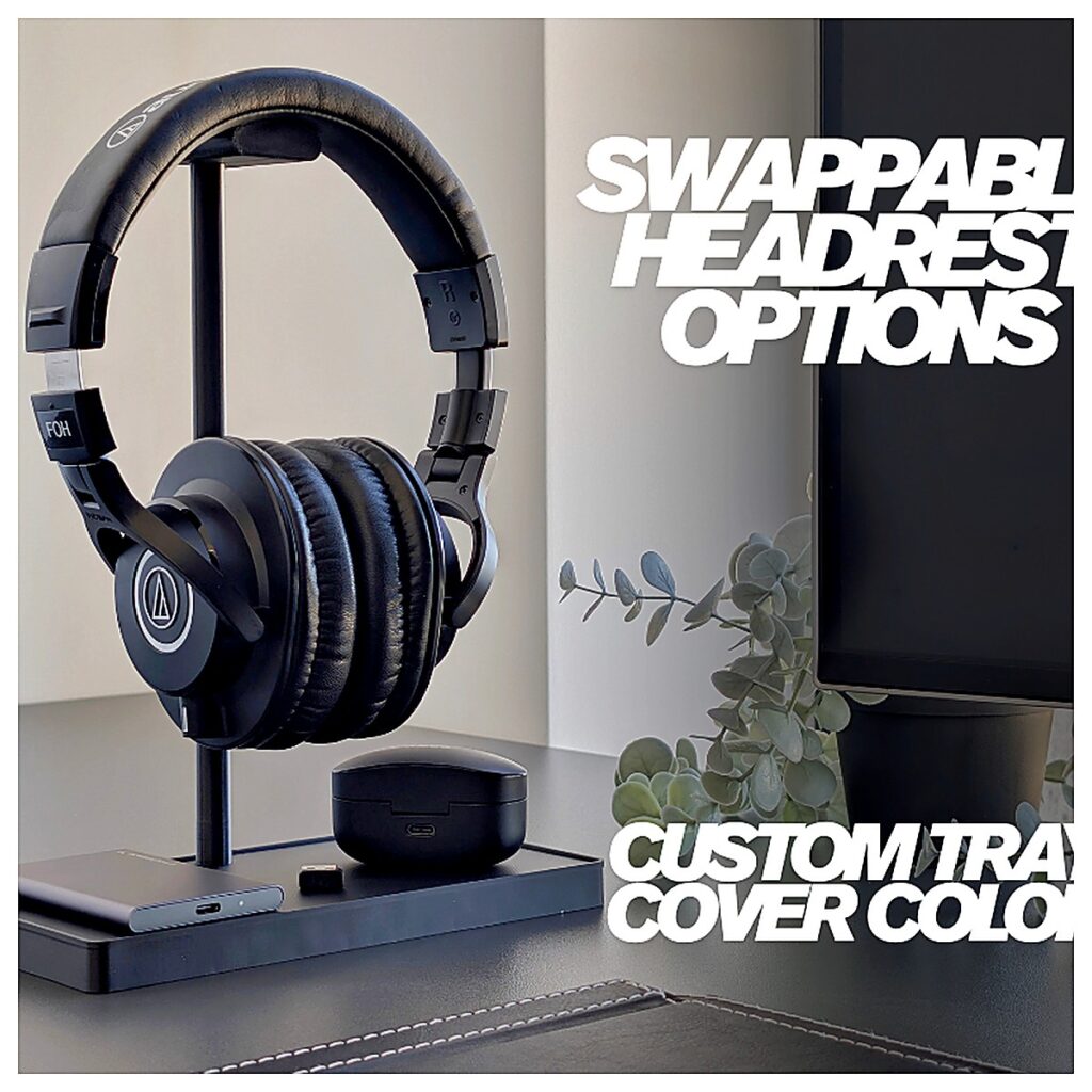 Minimalist Headphone Stand with Tray Desk Organizer Lazy Person Gadget Ear Protection Desktop Shelf Simple Design