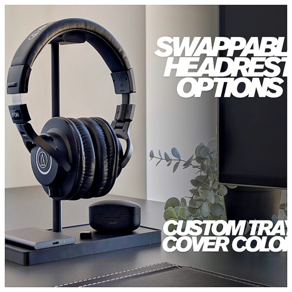 Minimalist Headphone Stand with Tray Desk Organizer Lazy Person Gadget Ear Protection Desktop Shelf Simple Design